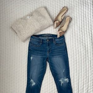 AEO X Cafe distressed high waisted skinny jean